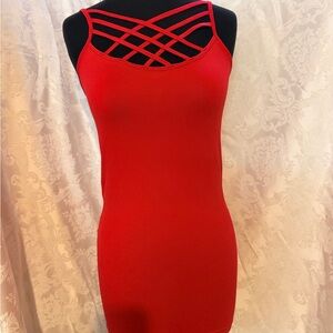 Zenana Outfitters Red Crisscross Mini Dress